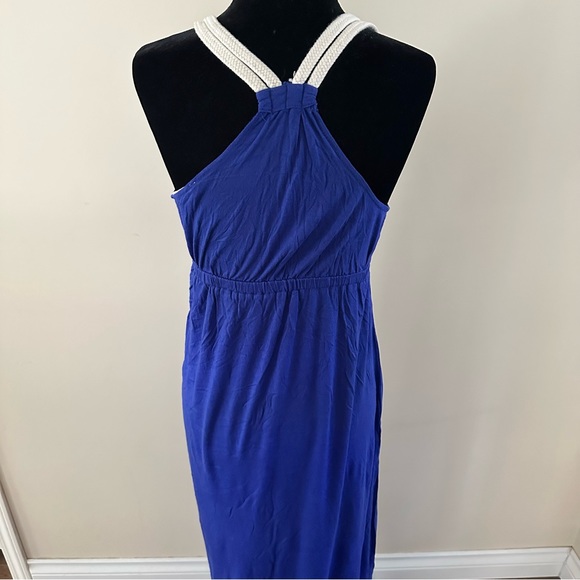 Pink Rose Maxi Dress, Royal Blue, Size Medium - Picture 3 of 10